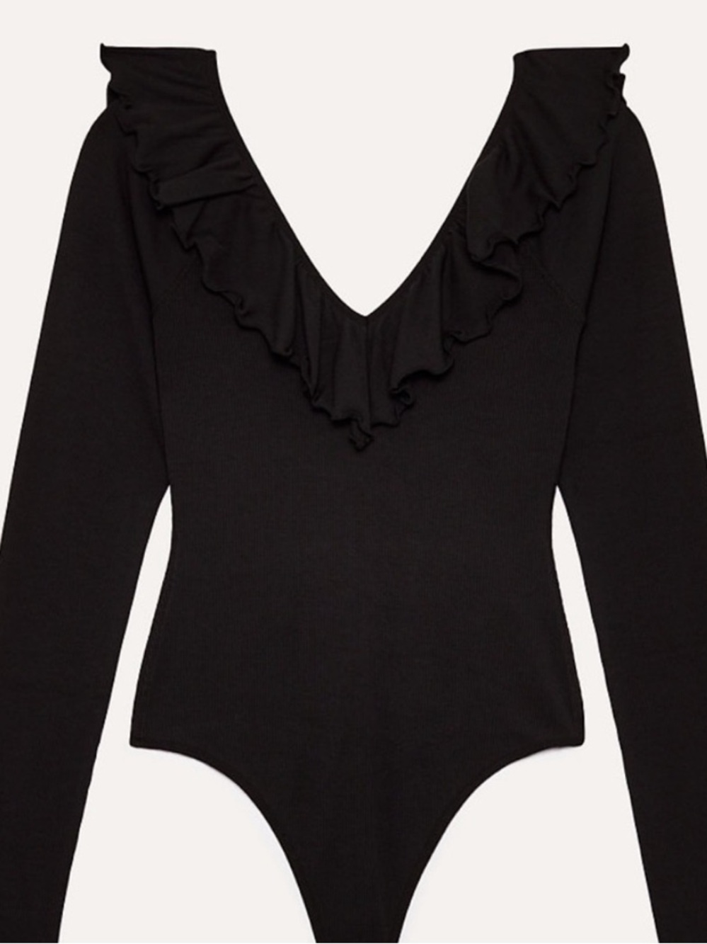 Aritzia Wilfred Long sleeve thong Bodysuit black ruffle medium